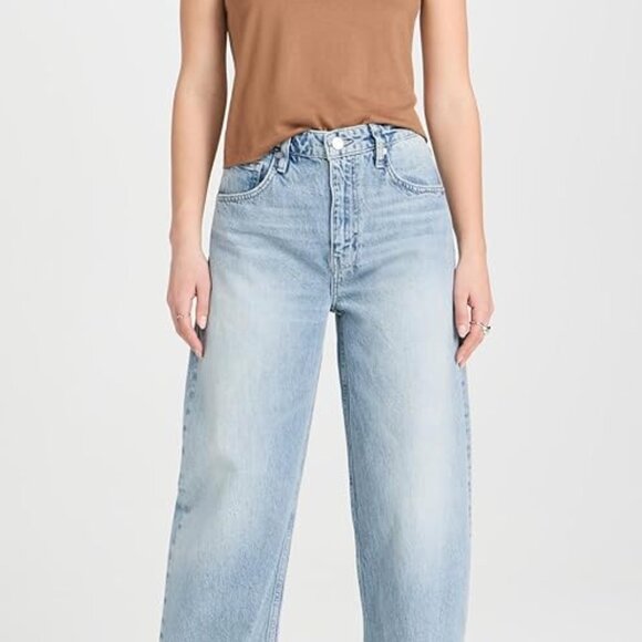 BNWT FRAME Women's long barrel raw cuff jeans size 28 rhode blue - Picture 6 of 14